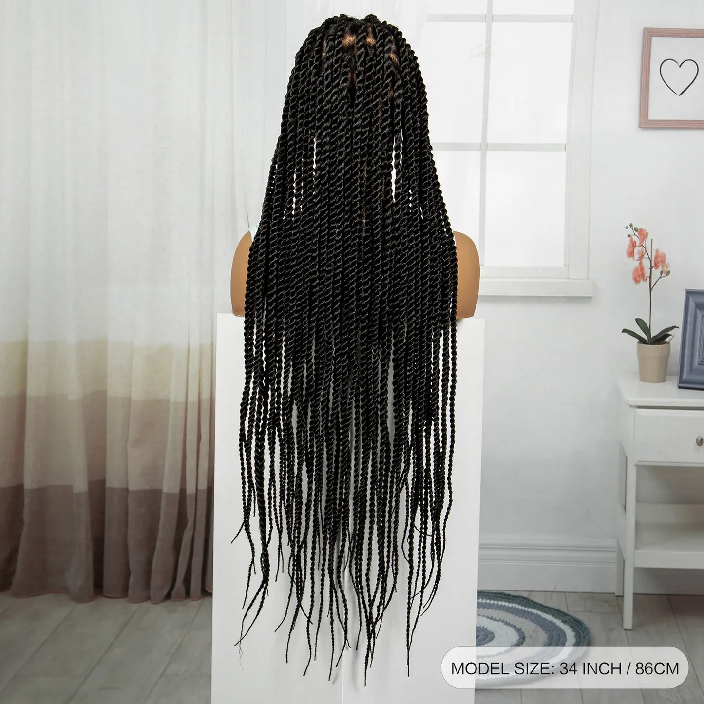 34" Twisted Knotless Box Braids Wig | Full Lace | Baby Hair | Synthetic Braids | Black Women