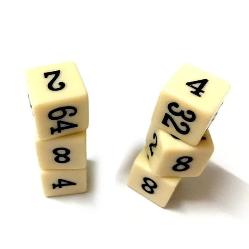 6 Pcs/set 6 Sided Multiple Dice 2 4 8 16 32 64 Funny Puzzle Game  Education Dice 16mm