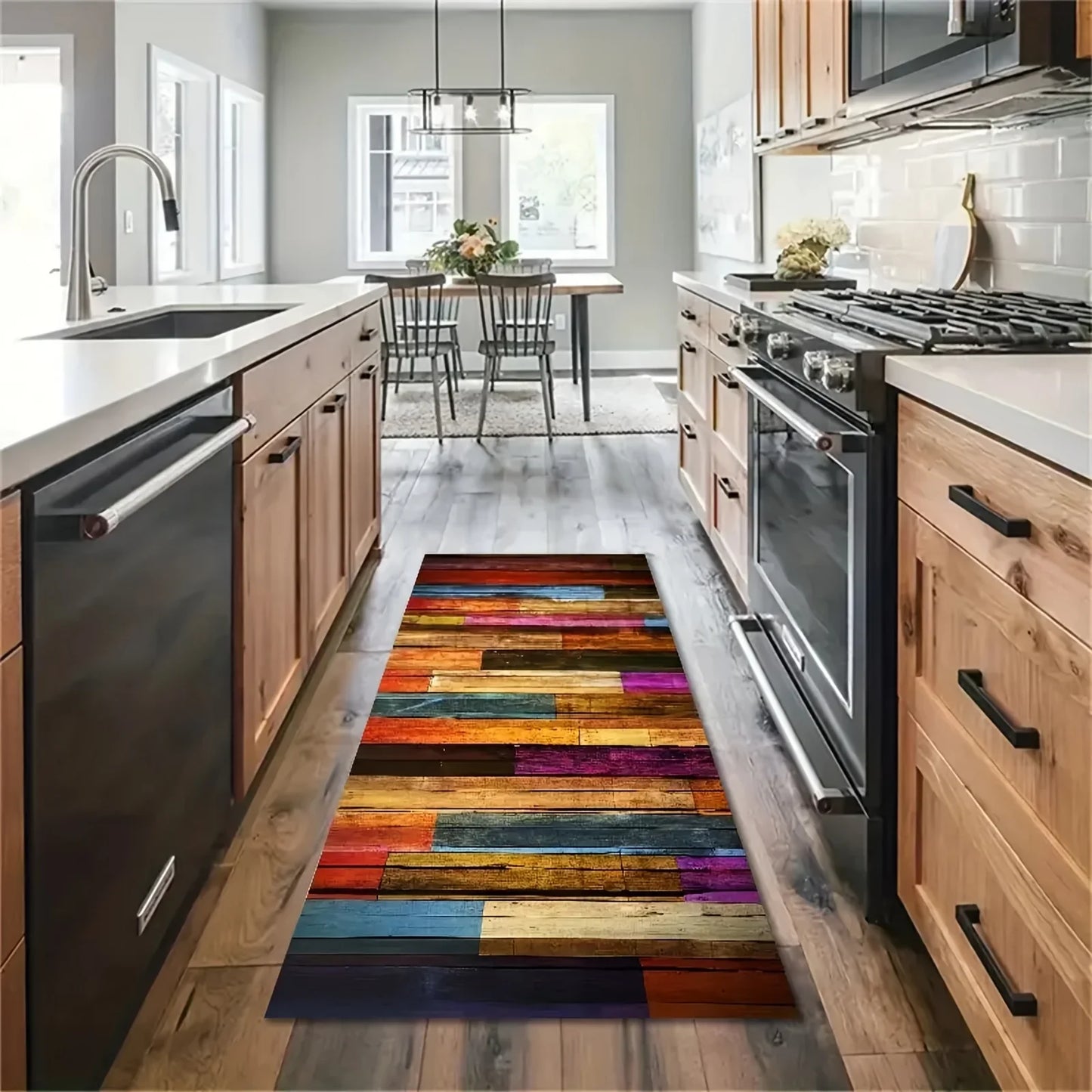 VIKAMA Rich Color Carpet Rainbow Floor Mat Long Carpet Runner Rug Kitchen Rug Living Room Bedroom Carpet Bedside Blanket Home De