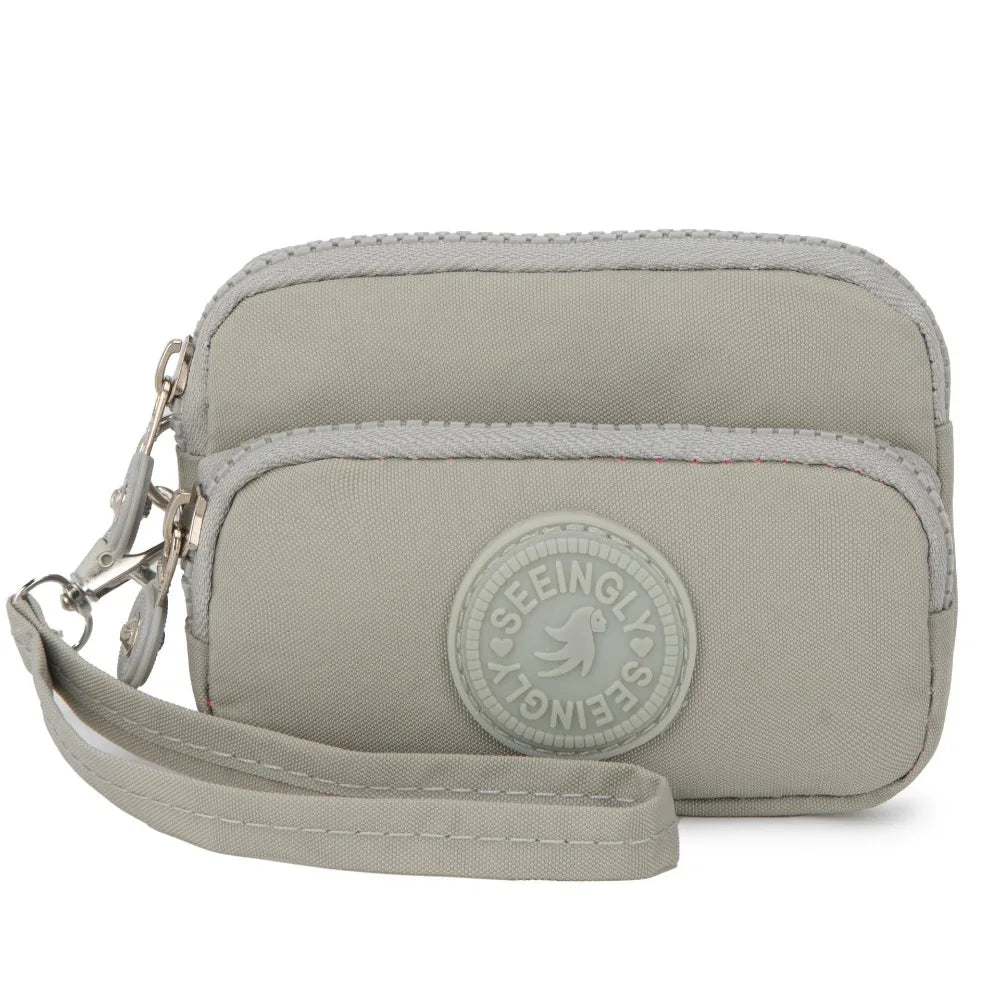 New Waterproof Coin Purse with Key Ring | Solid Color Card Holder & Large Capacity Wear-Resistant Handbag (Unisex Storage Bag)