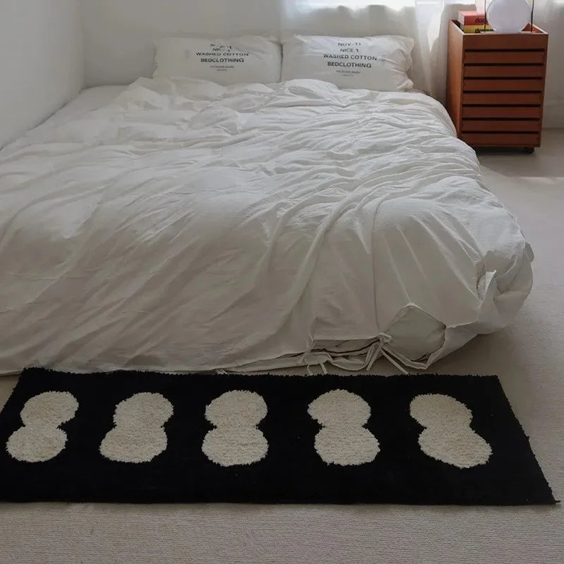 VIKAMA Minimalist Black And White Bedside Rug For Bedrooms And Living Rooms Soft And Comfortable Plush Home Decor Rug