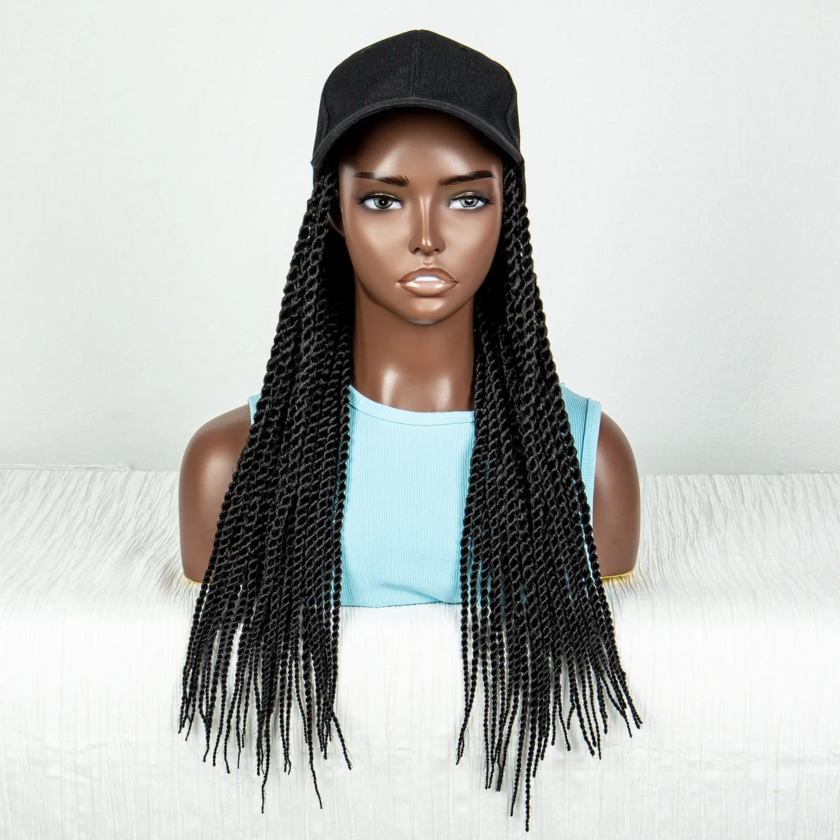 Braided Hat Wig with Twist Crochet Hair | Knotless Box Braids | Baseball Cap