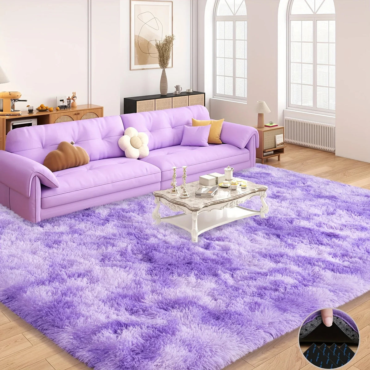 VIKAMA Silky Dream Purple Carpet High-end Carpet For Live Room  Girls Bedroom Carpet Bedside Rugs Warm Washable Carpet Home Deco