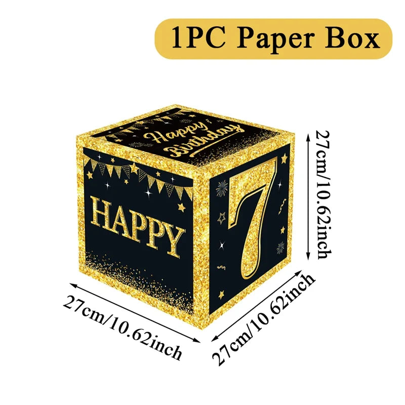 Black and Gold 18th 30th Birthday Box Birthday Party Decorations for Home Birthday Box Happy BIrthday Baby Shower Party Supplies