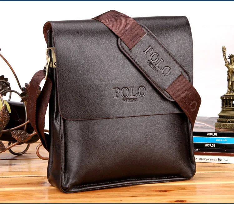 Polo Vertical Men's Crossbody Bag | Leisure Business Single Shoulder Bag (PU Leather, Solid, Versatile Trend)