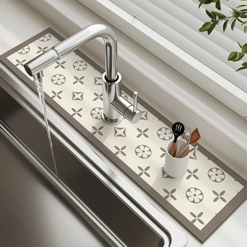 Sink Faucet Mat Kitchen Mat Drainage Mat Absorbent Table Mat Diatom Mud Bathroom Non-Slip Mat Waterproof Countertop Protection