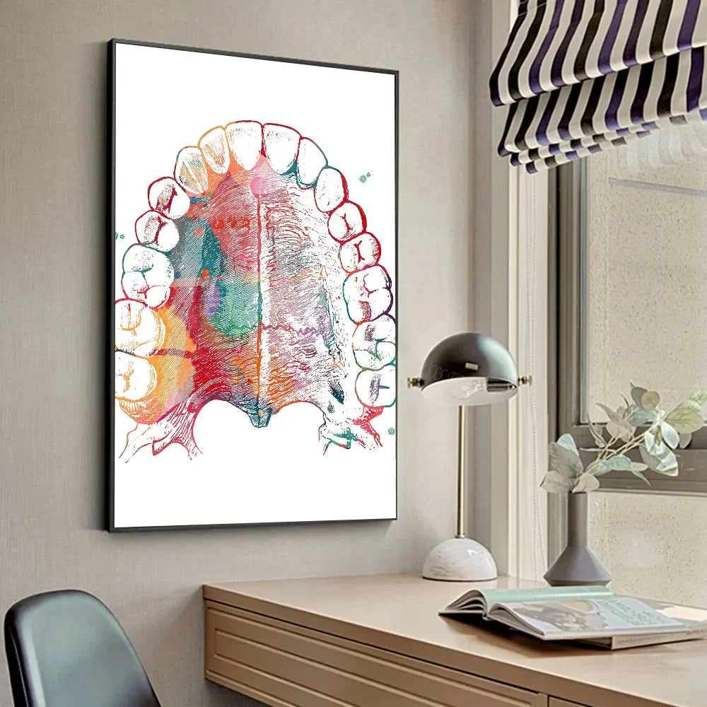 Anatomy Human Teeth Art Posters Teeth Row Teeth Illustra Poster HD Posters Home Room Bar Cafe Decor Art Wall Painting Picture