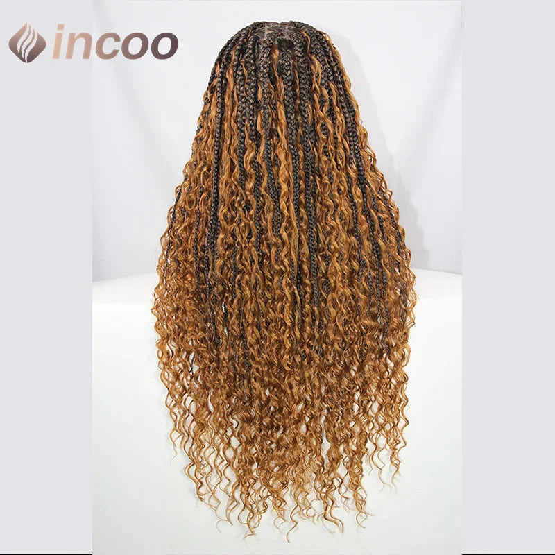 613 Blonde & Burgundy Butterfly Braids Wig | 36" Full Lace | Goddess Locs & Box Braids