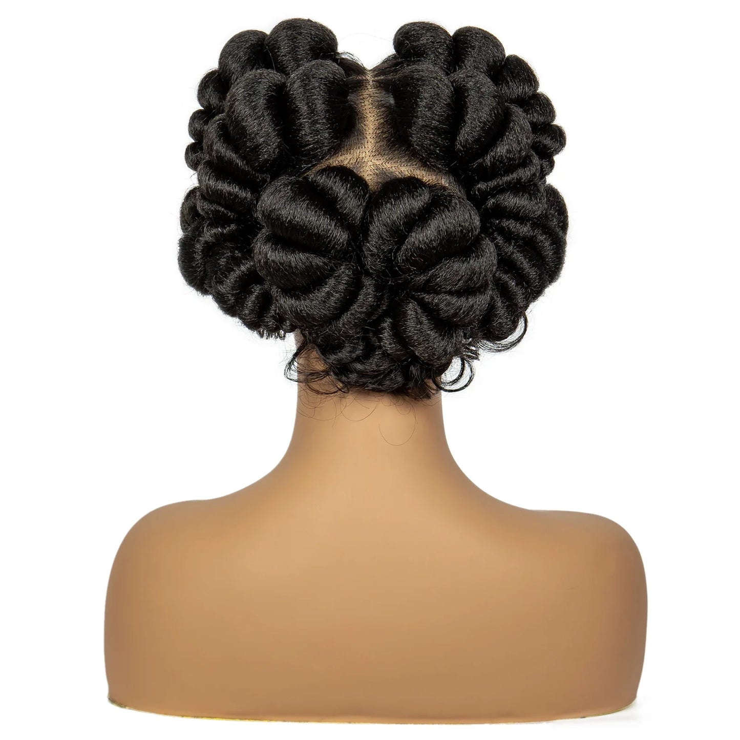 Burgundy Bantu Knotless Braids Wig | Short Handmade Full Lace | Baby Hair
