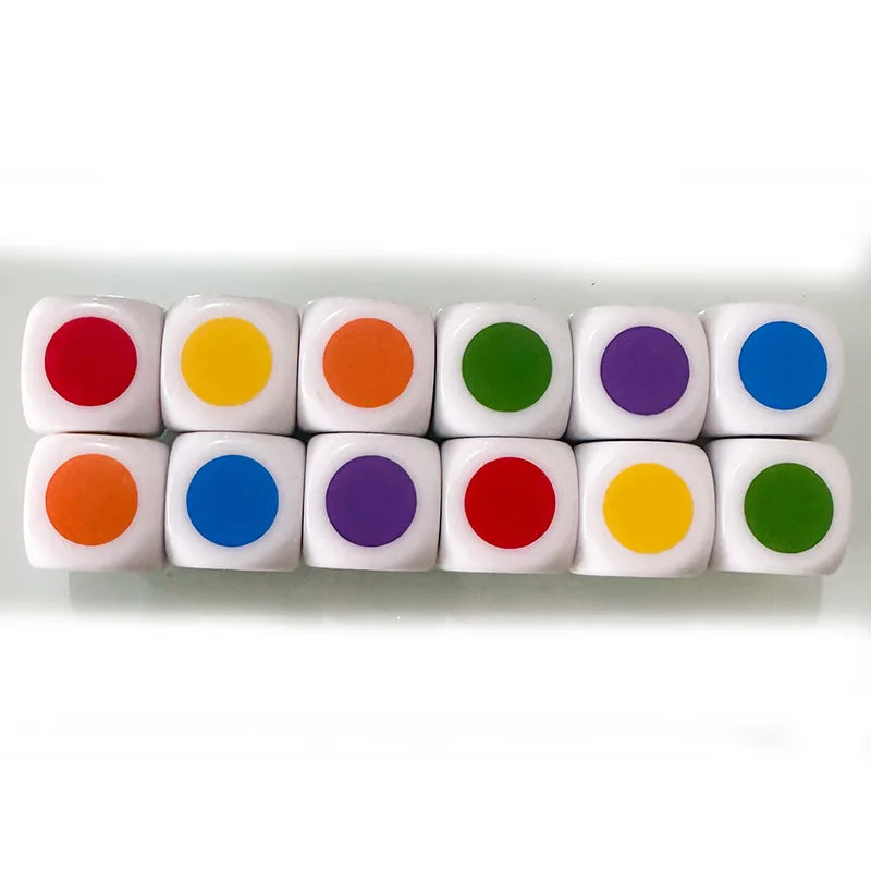 10 Pcs/set 6 Sided Round Colour Dice Funny Puzzle Game  16 Mm