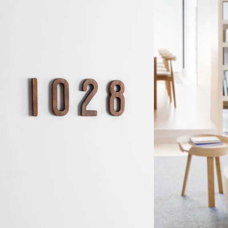 1Pcs 3Inch Walnut Mailbox Numbers with Magnet Wooden House Numbers for Outside 3D Address Numbers for House Apartment