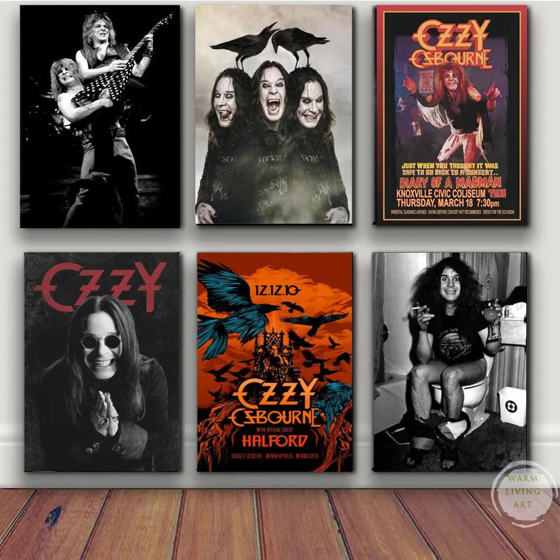 Ozzy Osbourne Band Art Poster Heavy Metal Band Rock Canvas Painting  Wall Art Picture Print Modern Family Bedroom Decor Posters