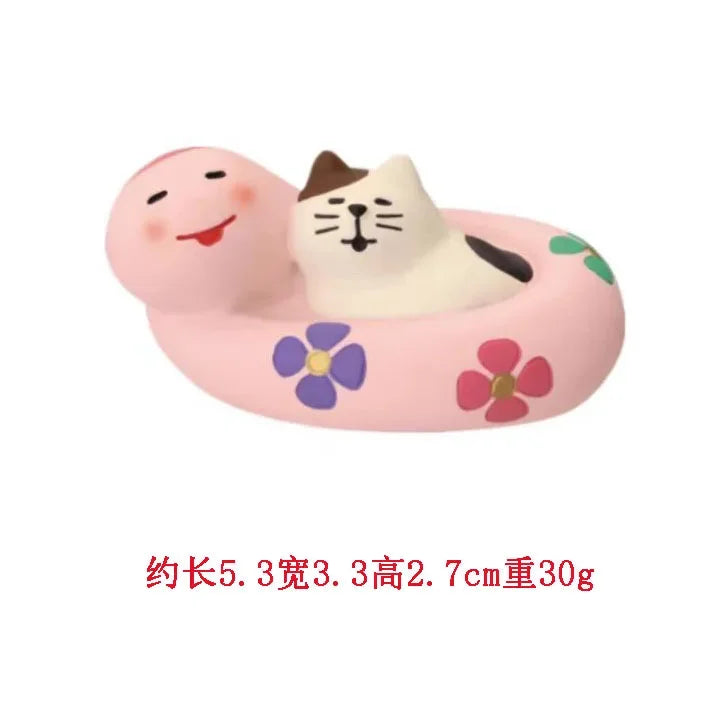 Japanese Style ZAKKA Cat Crafts Small Ornaments for Chinese New Year Snake Year Trend Bonsai Food and Decorative Resin Figurines