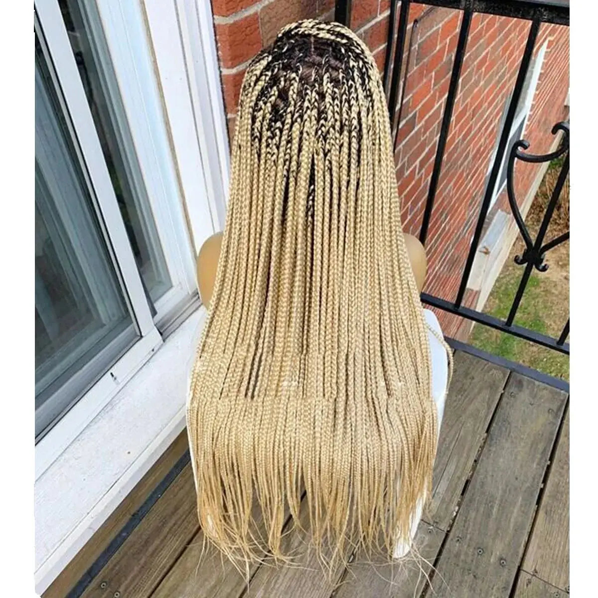 Ombre Blonde Knotless Box Braided Wig | Full Lace Braids Wig | Senegalese Twist, Passion Twist, Faux Locs Styles Available | Kanekalon Hair