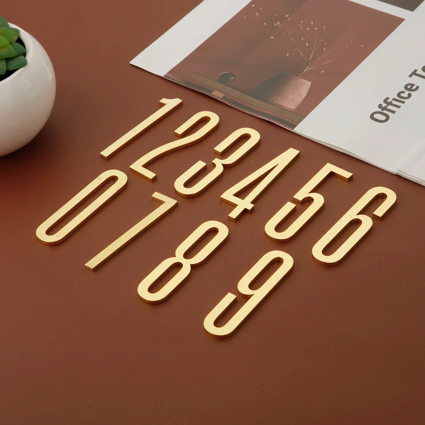 Golden Door Number with Magnets 7cm Metal House Number Apartment Door Number for Outdoor Hotel Home Mailbox Label