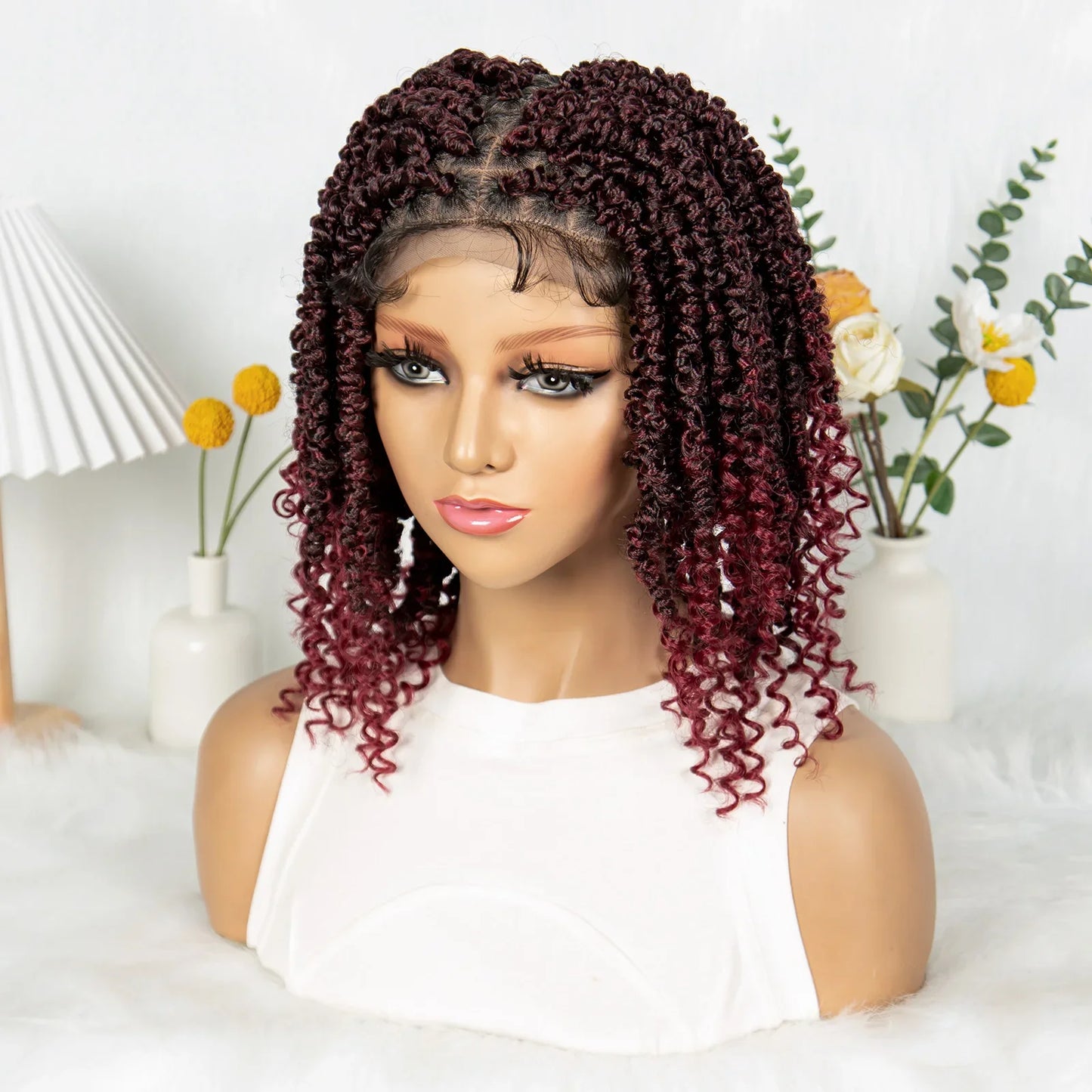 Short Length Box Braided Wig Full Lace Braided Wig Curly Hair With Baby Hair Braiding Wig Twisted Dreadlocks Wig For Women