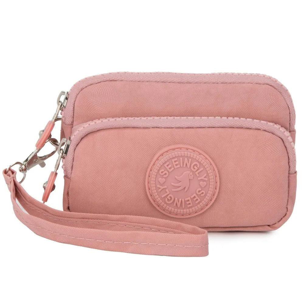 New Waterproof Coin Purse with Key Ring | Solid Color Card Holder & Large Capacity Wear-Resistant Handbag (Unisex Storage Bag)