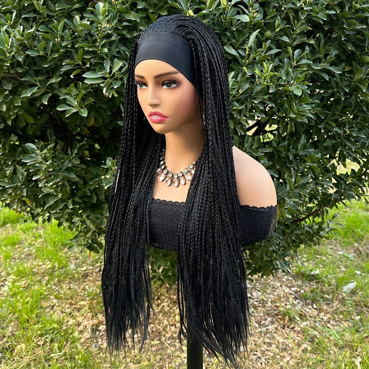 Headband Box Braids Wig | Ombre Brown | Long Braided Dreadlock Wig | Synthetic Hair | Cosplay & Daily Use