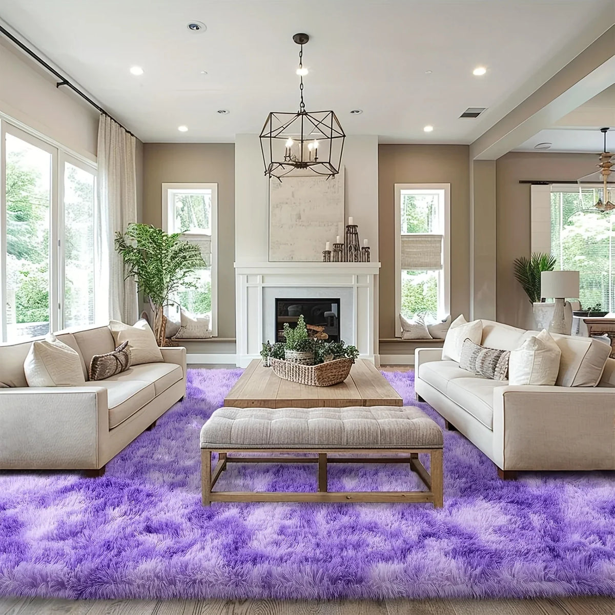 VIKAMA Silky Dream Purple Carpet High-end Carpet For Live Room  Girls Bedroom Carpet Bedside Rugs Warm Washable Carpet Home Deco