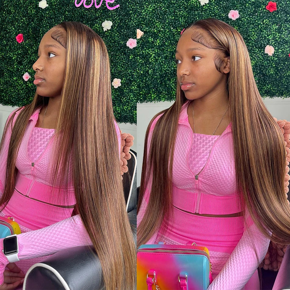 Highlight Glueless Human Hair Wig | Ready-to-Wear 200% Density Ombre Straight 13x6 HD Lace Frontal Wig (Pre-Plucked, Pre-Cut)