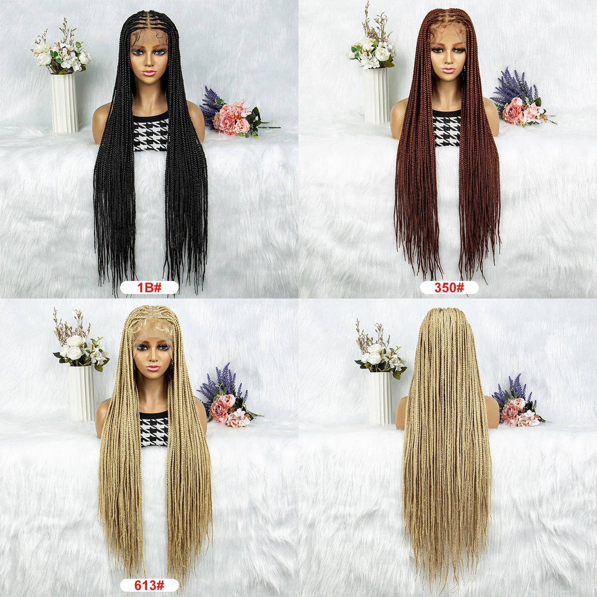 HD Full Lace Knotless Box & Cornrow Braided Wig | Transparent Lace | Synthetic Crochet Braids for Black Women
