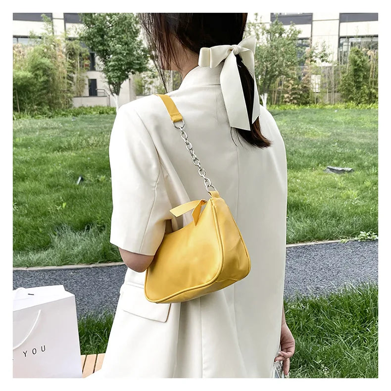 Shoulder Bags Women Underarm Chain Bag | PU Candy Colors Zipper Summer Simple Students Daily Casual Handbags