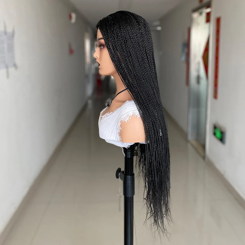 30" Long 2 Twist Box Braids Wig | Micro Braids | Fake Scalp | Synthetic | With Baby Hair | For Black Women