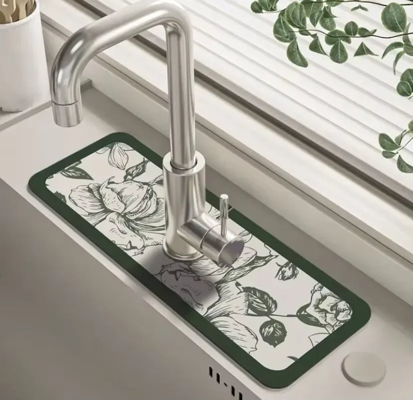 VIKAMA Cartoon Cute Faucet Mat Kitchen Super Absorbent Mat Coffee Machine Drain Mat Drying Mat Quick-Drying Bathroom Drain Mat