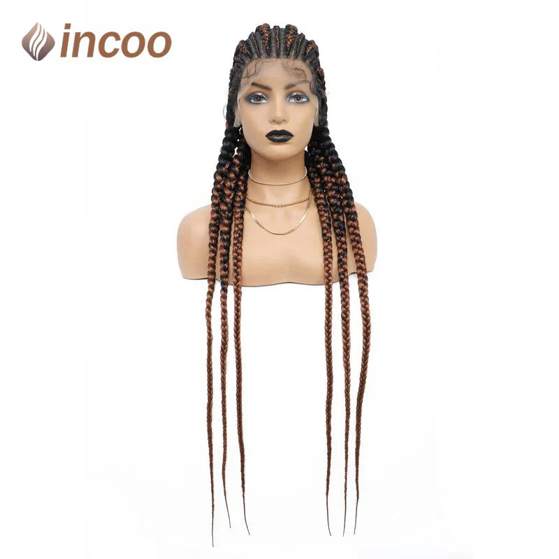 36" Jumbo Dutch Twins Cornrow Braided Lace Front Wig | Full Lace | Synthetic Crochet Hair | Black Women