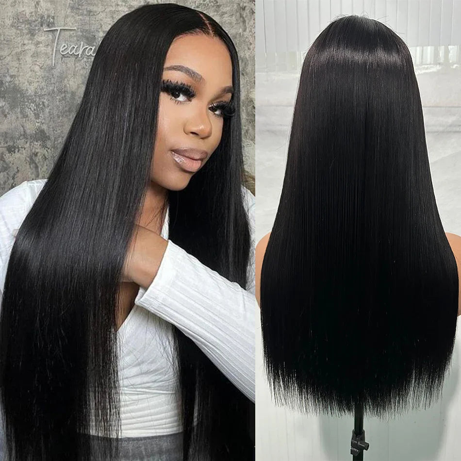 300% Density Bone Silky Straight Human Hair Wig | Double Drawn HD Transparent Lace Closure Glueless Wig (Wear & Go)