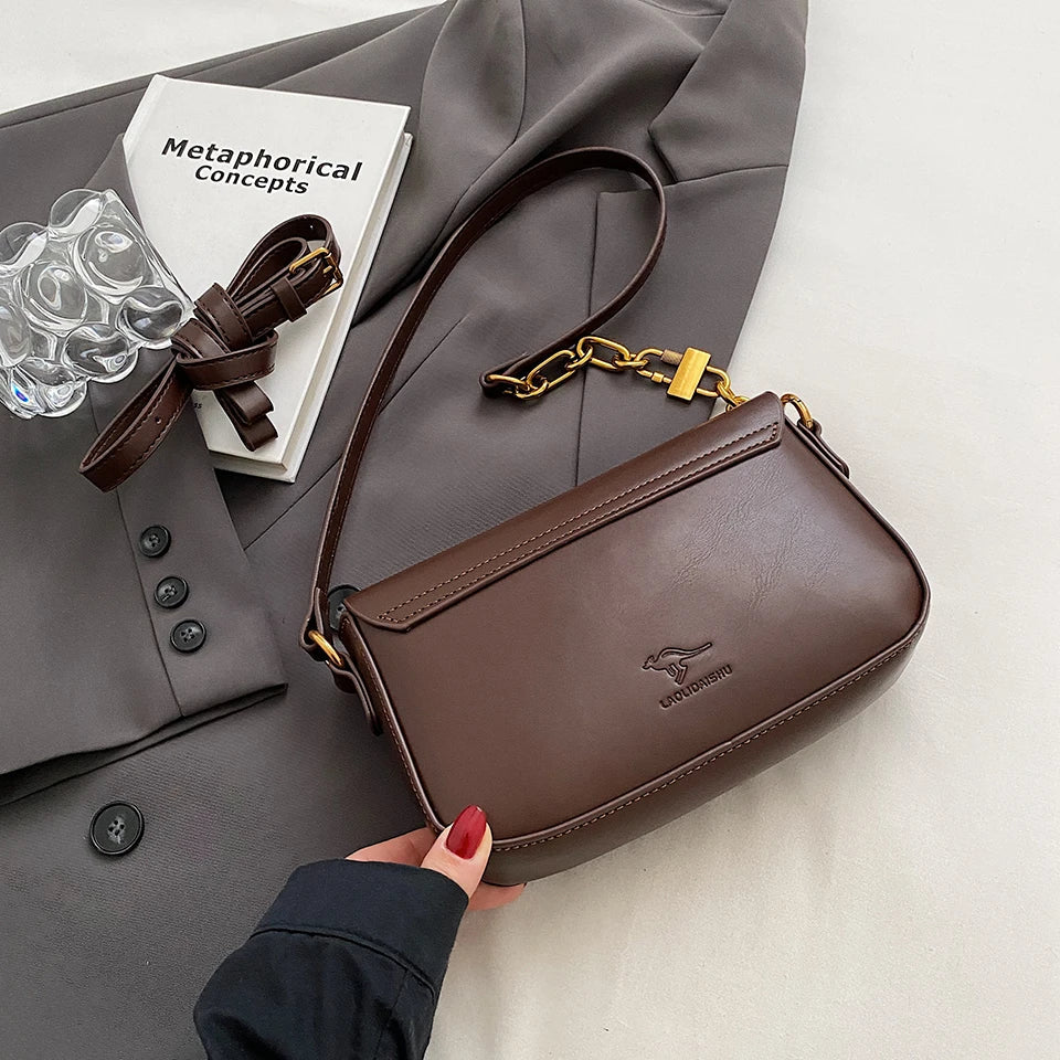 Retro Small PU Leather Bag Women's | Original Fashion Lock Crossbody Shoulder Sac & Senior Handbag Underarm Bag (Designer)