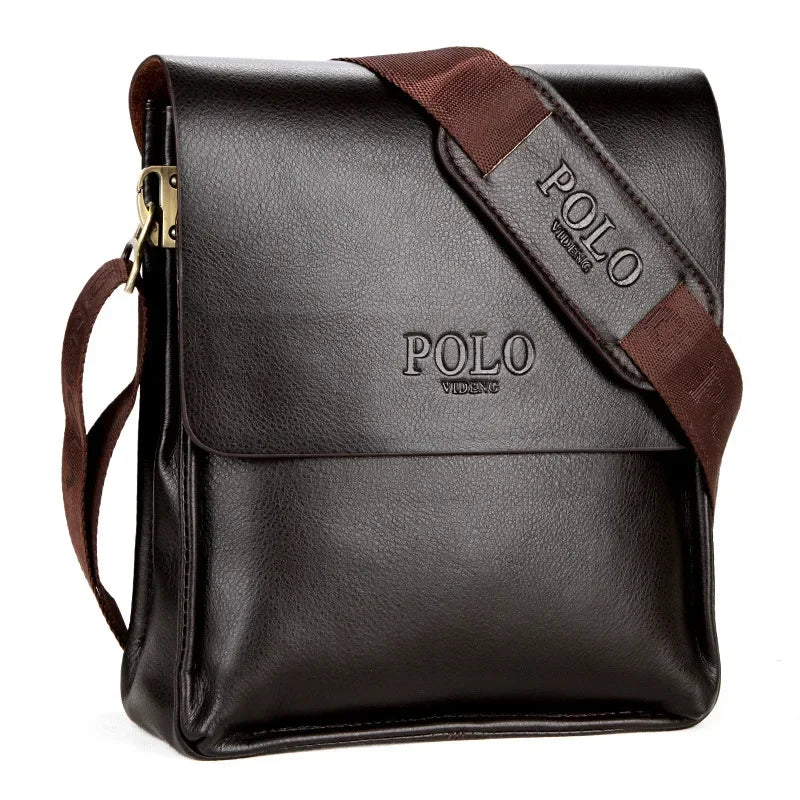 Polo Vertical Men's Crossbody Bag | Leisure Business Single Shoulder Bag (PU Leather, Solid, Versatile Trend)
