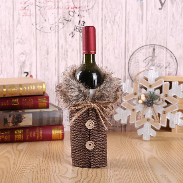 Christmas Wine Bottle Cover Merry Christmas Decorations For Home 2024 Christmas Ornament Xmas Navidad Natal Gifts New Year 2025