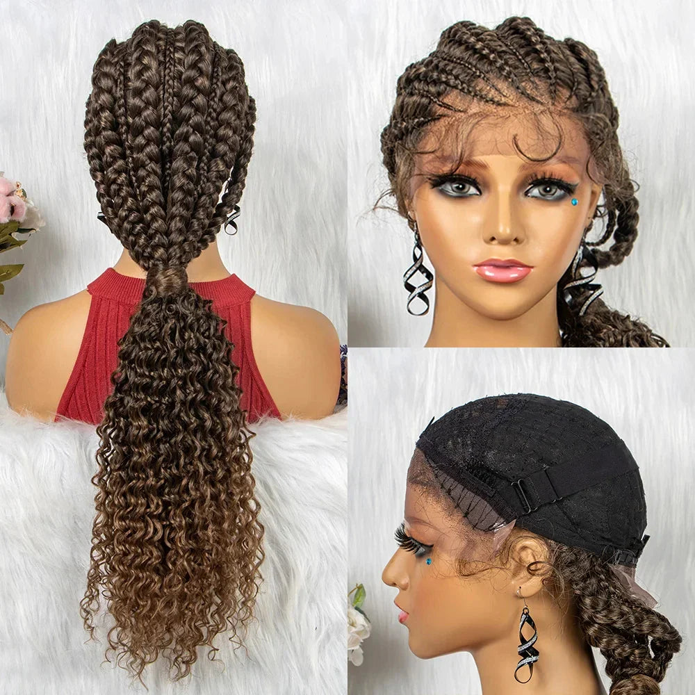 Braided Ponytail Wig | Kinky Curly Lace Front with Baby Hair