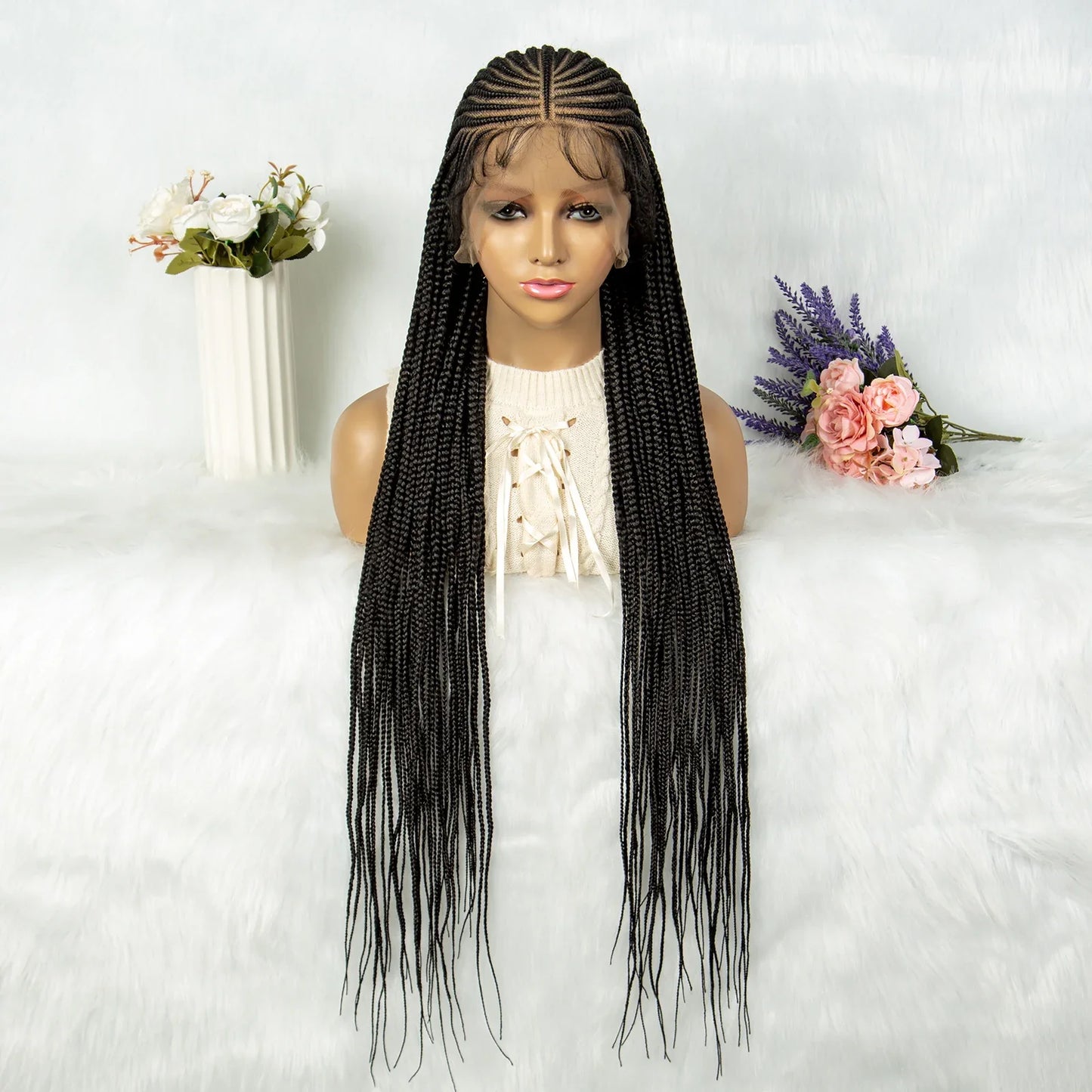 Full Lace Cornrow Box Braids Wig | Versatile Braided Styles with Baby Hair