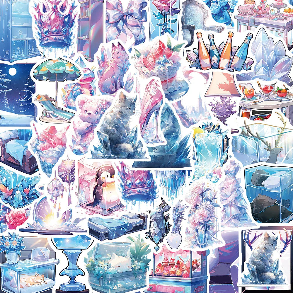 10/30/50PCS Cute Ice World Aesthetic Stickers Cartoon INS Style Decals Laptop Notebook Phone Decoration Graffiti Sticker Kid Toy