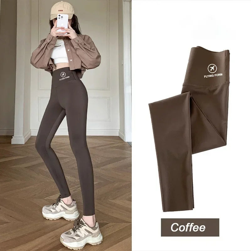 M-XL Shark pants women wear spring  autumn winter thin high-waisted belly lift hip yoga tights small feet black leggings