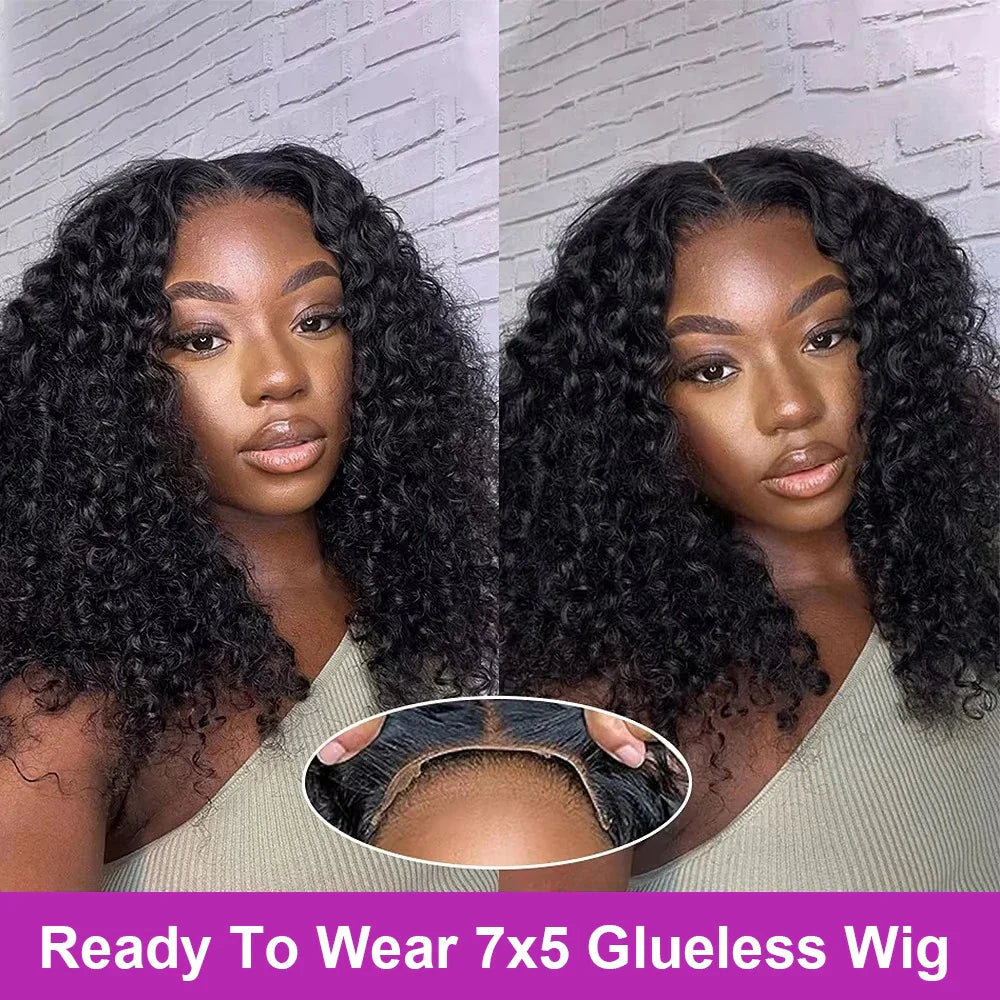 Brazilian Short Bob Deep Wave 13x4 HD Transparent Lace Frontal Wig | Glueless Remy Human Hair | 7x5 Lace Wig for Women