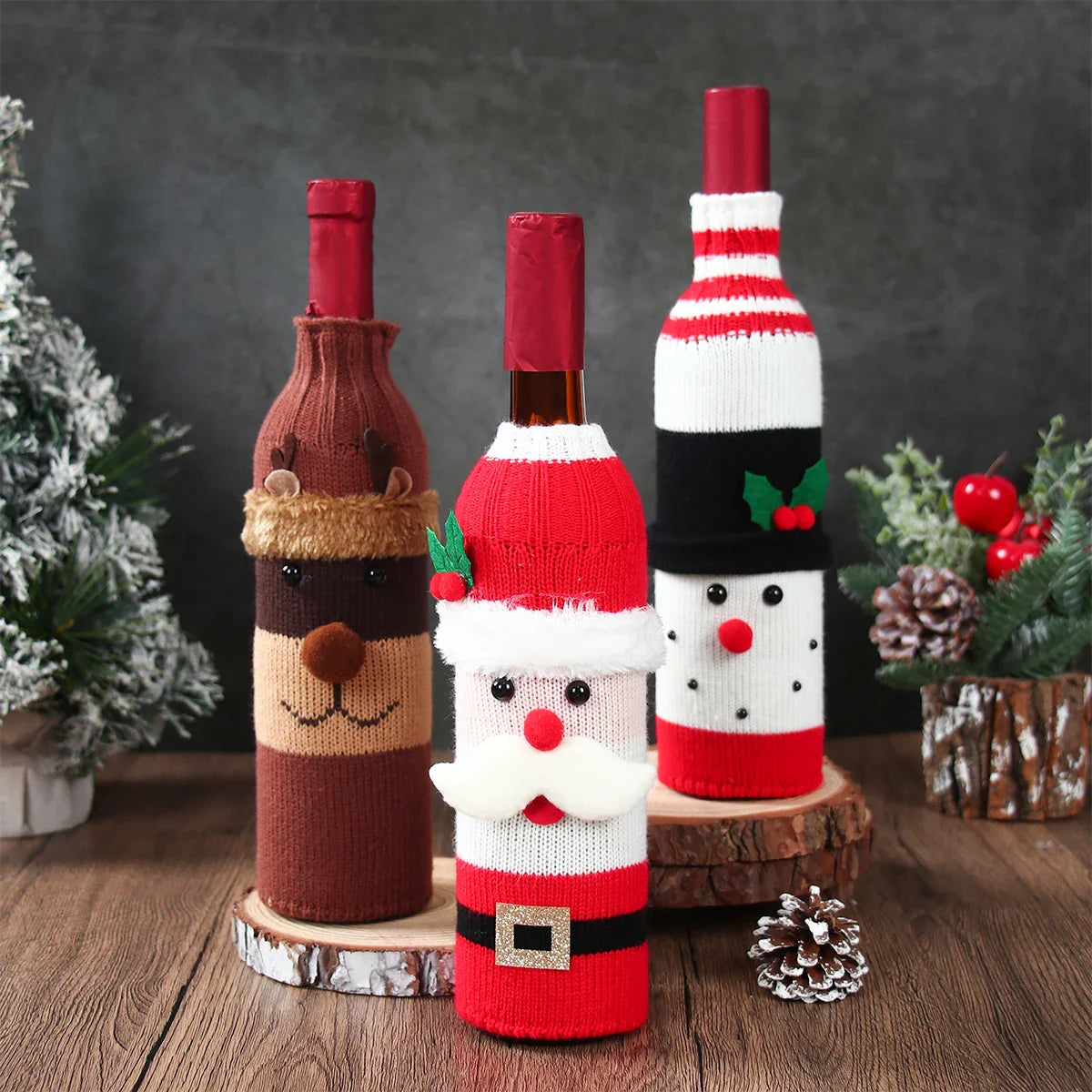 3Pcs Christmas Santa Claus Snowman Elk Wine Bottle Set Merry Christmas Decorations 2025 Navidad Natal Xmas Gifts New Year 2026