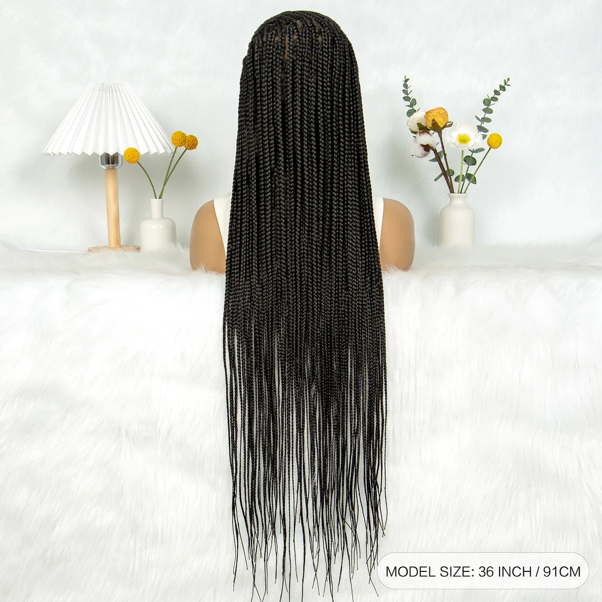 Goddess Bohemian Knotless Braids Wig | Full Lace Front | Cornrow Accents