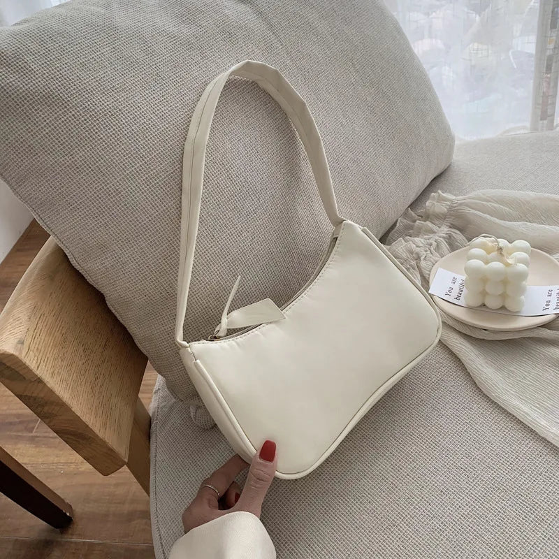 Retro Forearm Bag for Women | PU Leather Bow Handbag & Baguette Shoulder Bag (Western Style Underarm Bag, Casual Tote)