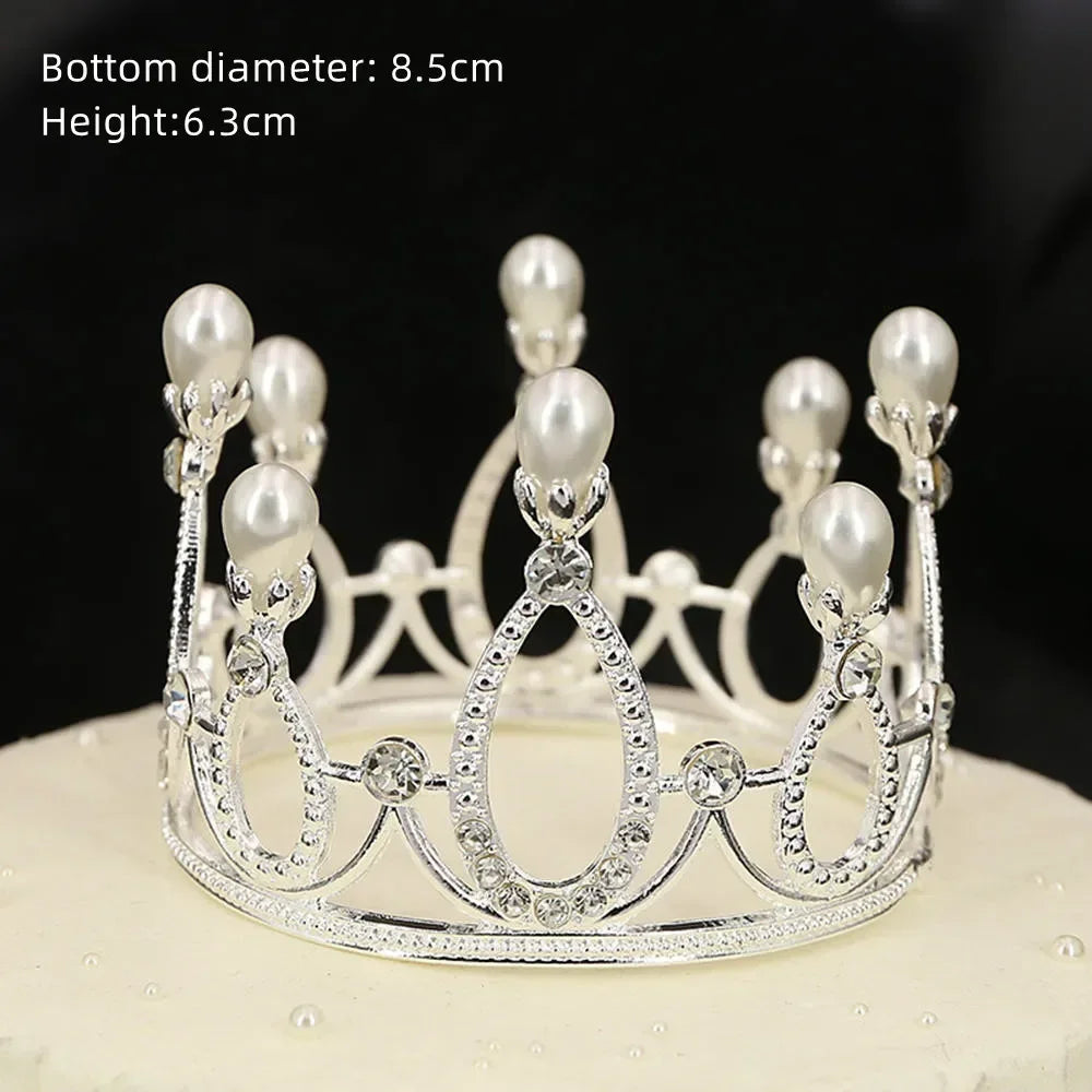 Rhinestone Crown Baking Cake Topper Headwear Decoration Children's Hair Accessories Princess Wedding Birthday Party Supplies New