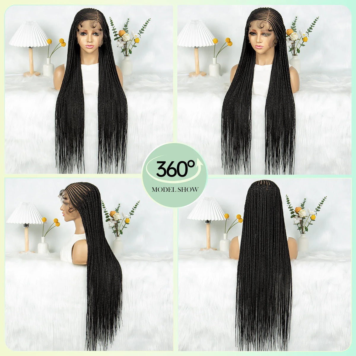 Full Lace Cornrow Knotless Box Braids Wig with Baby Hair