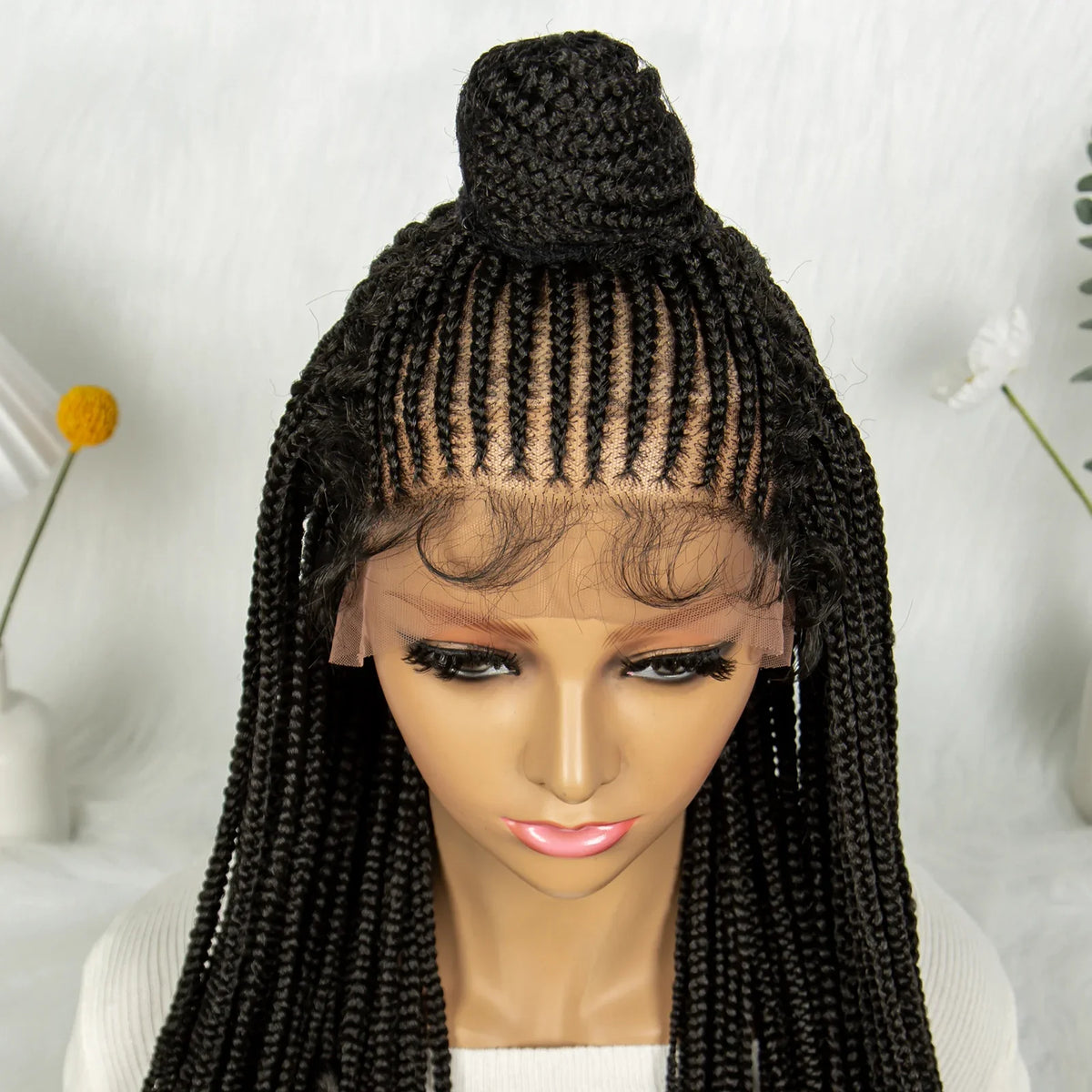 Updo Braided Wig with Curly Ends & Baby Hair | Lace Front