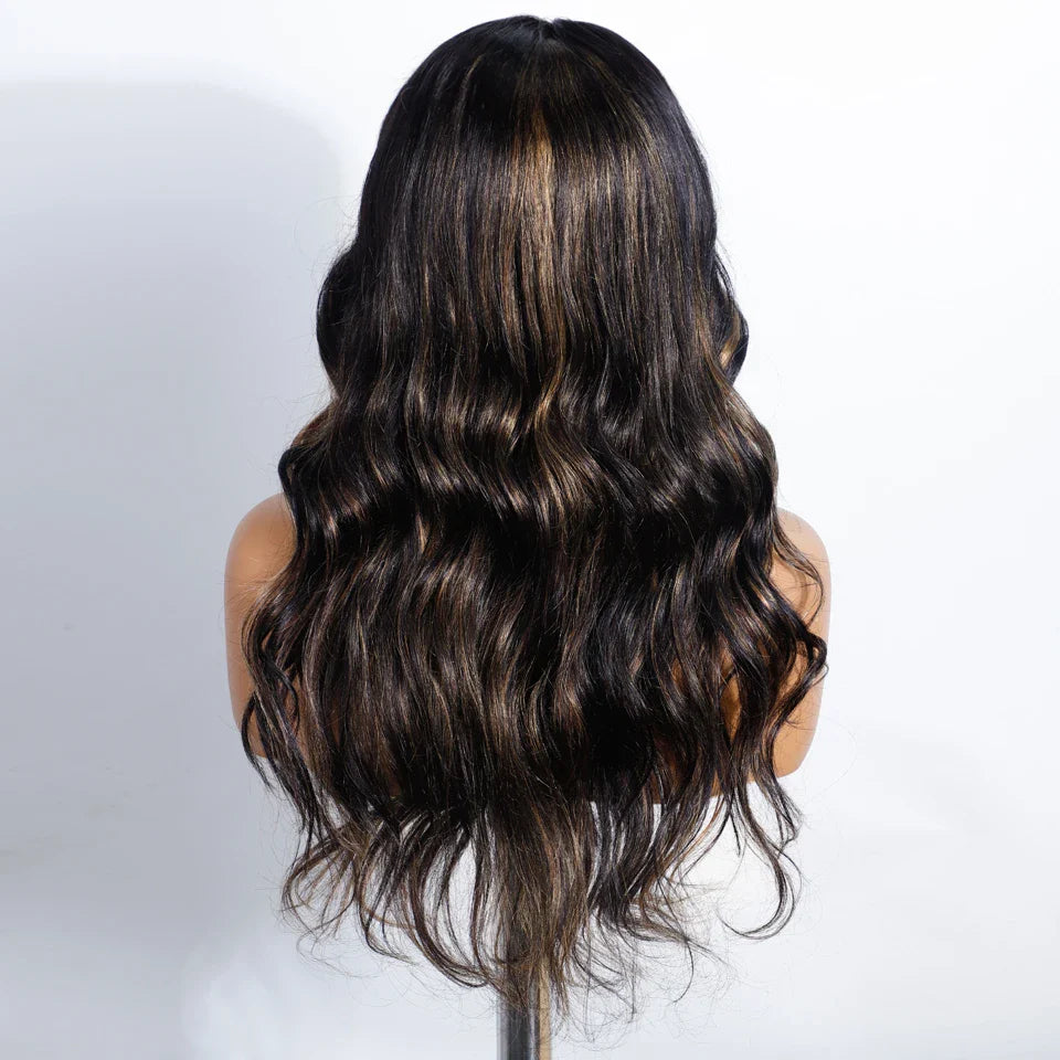 1B/27 Highlight Ombre Body Wave Lace Front Wig | 180% Density Honey Blonde Human Hair with Transparent Lace for Black Women