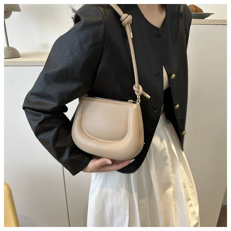 Soft PU Leather Ladies Crossbody Bag | Women's Purple Underarm Bag & Retro Solid Color Handbag (Fashion Design Girl Small Shoulder Bag)