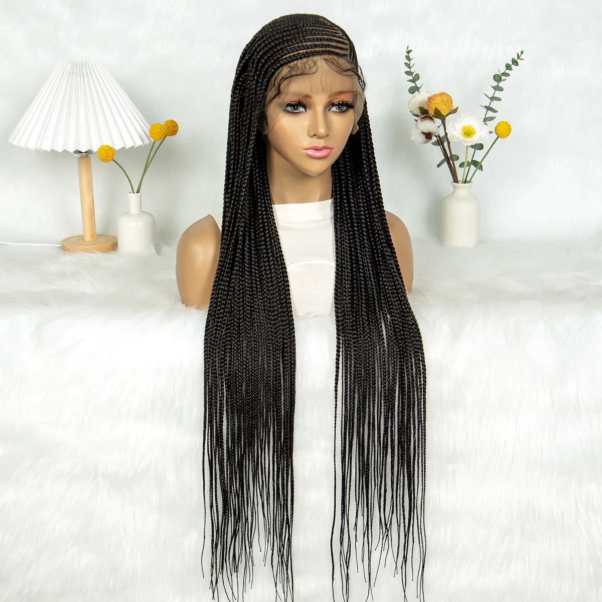 Goddess Bohemian Knotless Braids Wig | Full Lace Front | Cornrow Accents