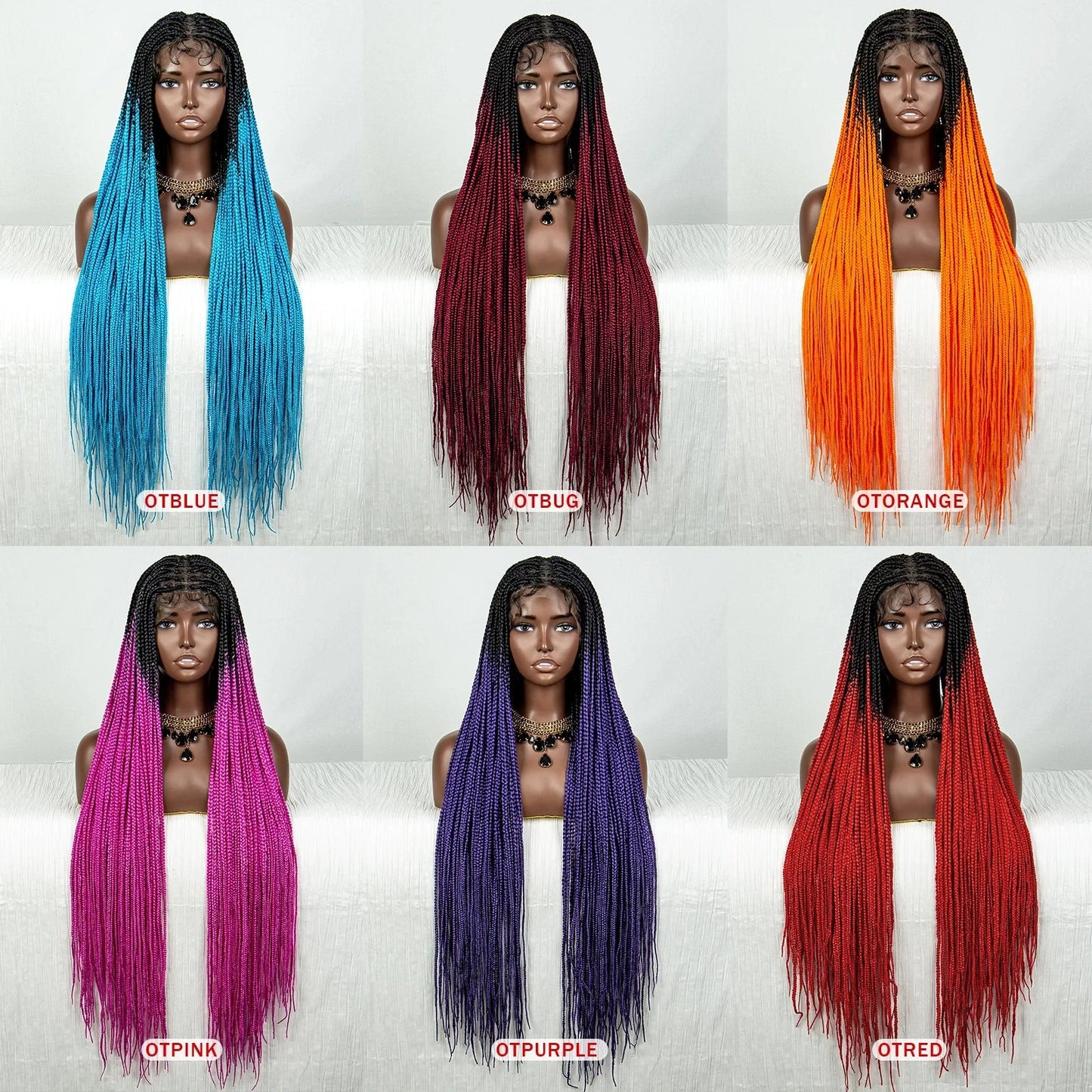 Straight Orange Knotless Box Braids Wig | HD Full Lace Frontal | Baby Hair