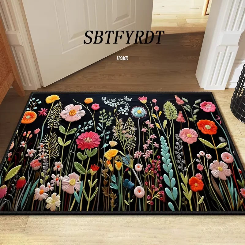 VIKAMA Beautiful Flower Mat Door Mat Outdoor Carpet Welcome Mat Soft Living Room Carpet Rug For Bedroom Soft Home Decoration