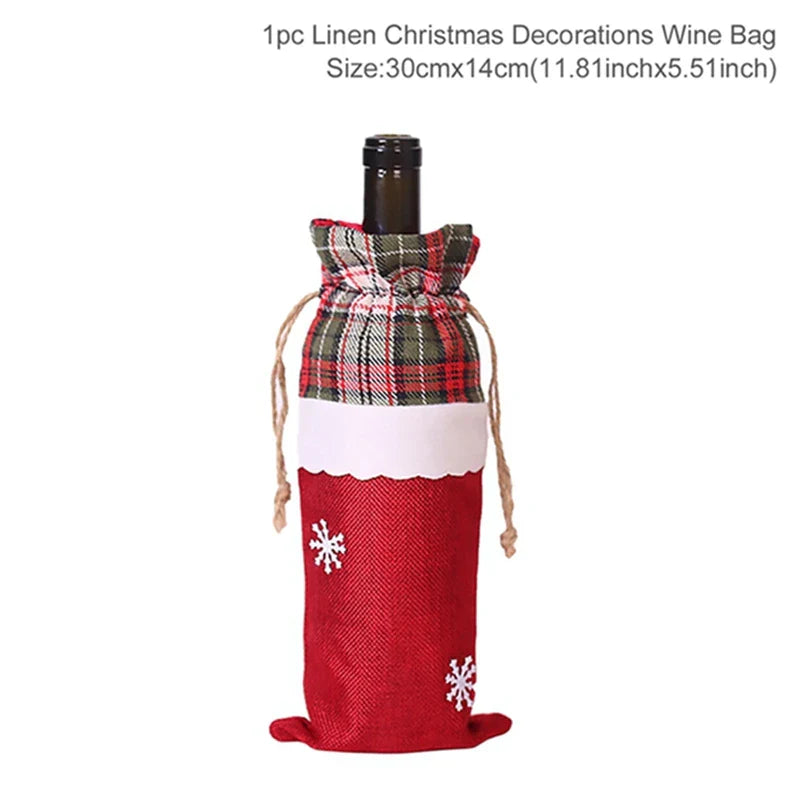 Christmas Wine Bottle Cover Merry Christmas Decorations For Home 2024 Christmas Ornament Xmas Navidad Natal Gifts New Year 2025